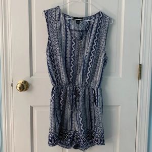 Blue and white romper